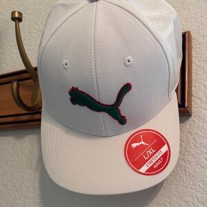 Puma White Cap with Green Logo